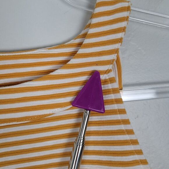 Anthropologie Deletta Size M Isa Tank Top Sleeveless Cut Out Back Striped Orange - Picture 7 of 12